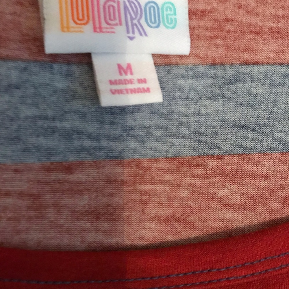 Lularoe Red and Blue Striped Carly - Picture 2 of 2
